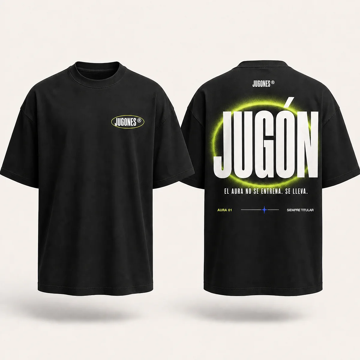 Camiseta Aura Minimal de la Colección Aura 01, llevada en corte jugón y en corte jugona