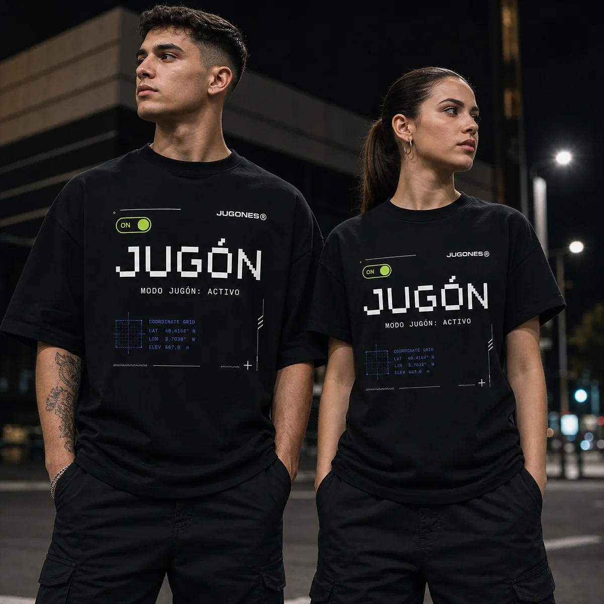 Camiseta Modo Jugón de la Colección Aura 01, llevada en corte jugón y en corte jugona