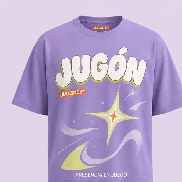 Camiseta Aura Club en Lila aura, vista delantera con la palabra JUGÓN